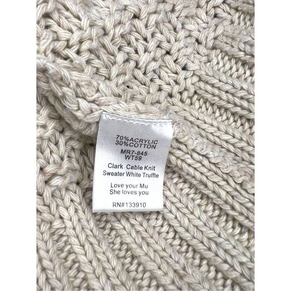 Show Me Your Mumu Women’s Small Clark Cable Knit Sweater White Truffle Crewneck - Picture 7 of 7